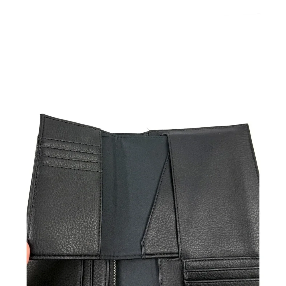 International Concepts 3 In 1 Wallet Black Faux Leather Passport Travel NEW